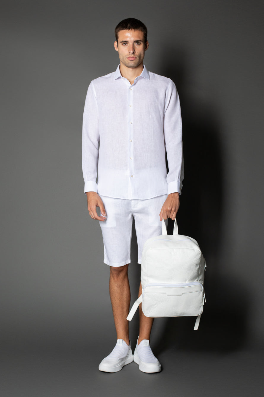 Bermuda Linho Slim Bolso Faca Com Cordão Interno - Branco