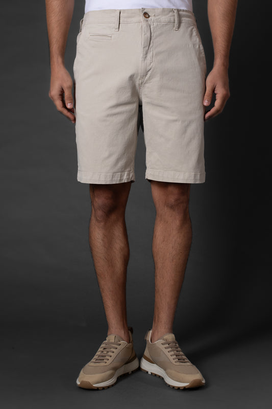 Bermuda Chino Slim Com Bolso Relógio - Bege