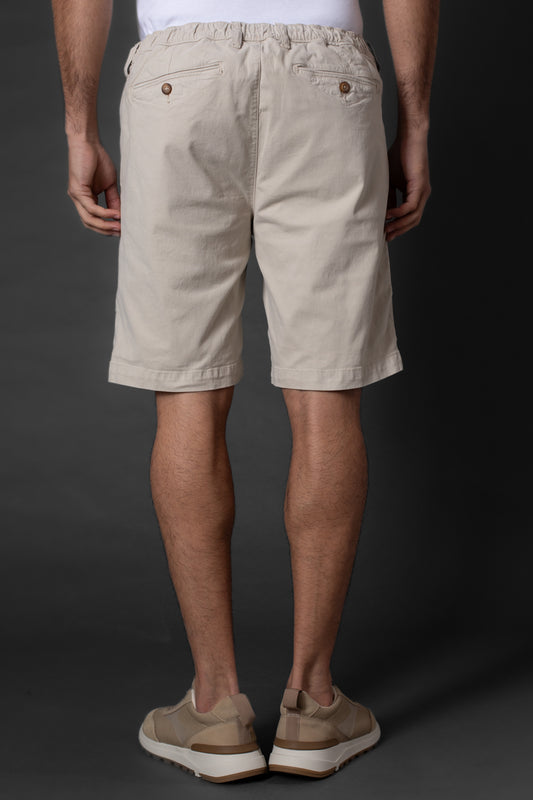 Bermuda Chino Slim Com Bolso Relógio - Bege