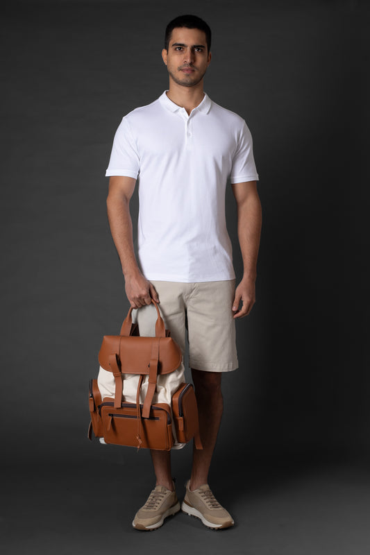 Bermuda Chino Slim Com Bolso Relógio - Bege
