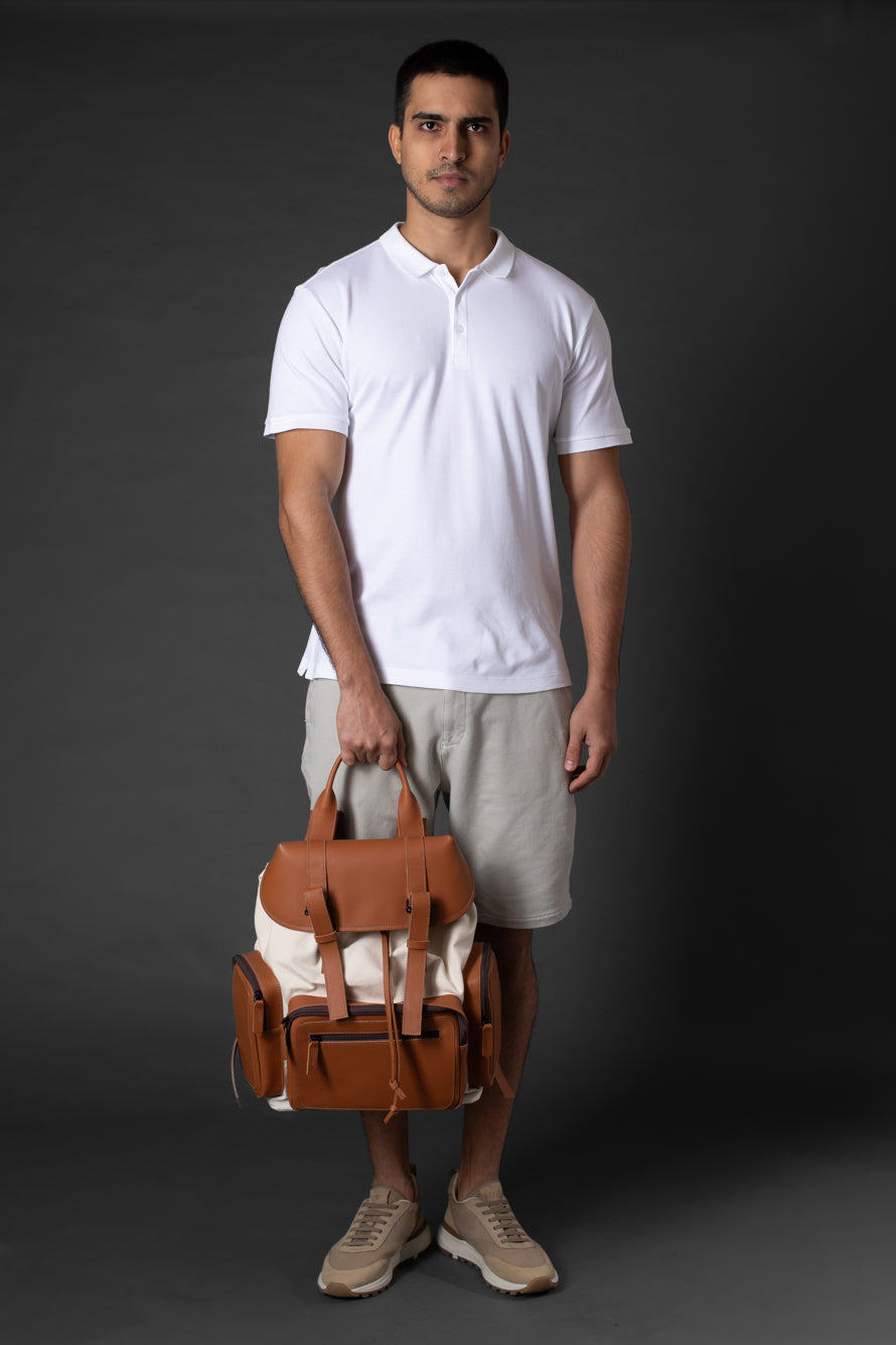 Bermuda Chino Slim Bolso Faca Cós 1/2 Elástico - Areia