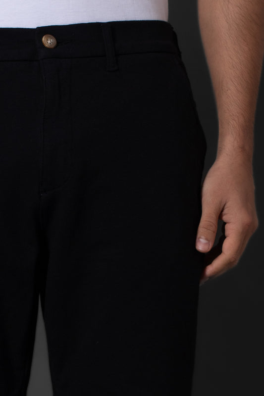 Bermuda Chino Slim Bolso Faca Cós 1/2 Elástico - Preto