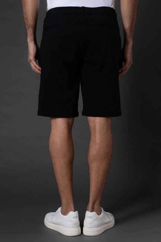 Bermuda Chino Slim Bolso Faca Cós 1/2 Elástico - Preto