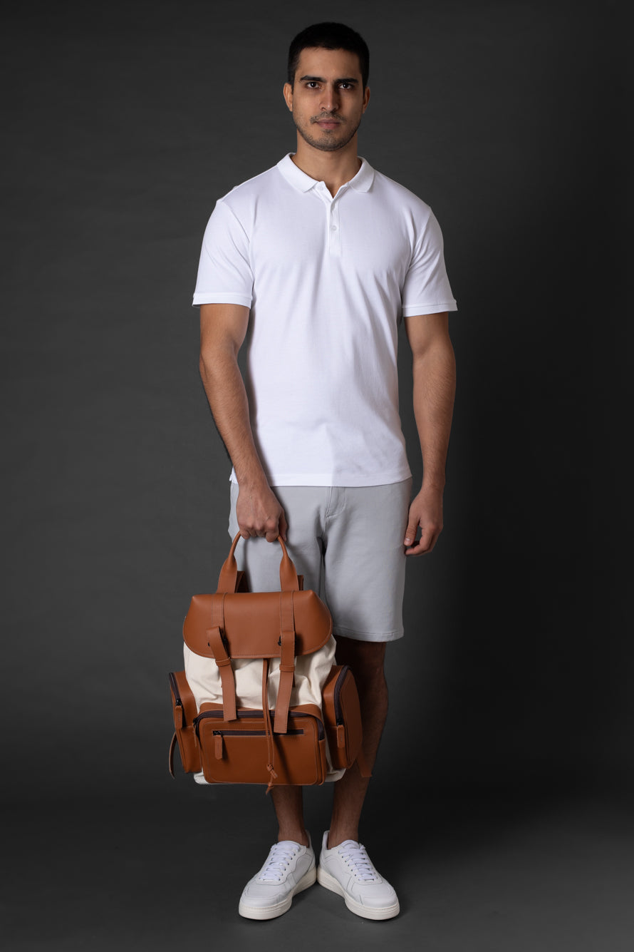 Bermuda Chino Slim Bolso Faca Cós 1/2 Elástico - Cinza Claro