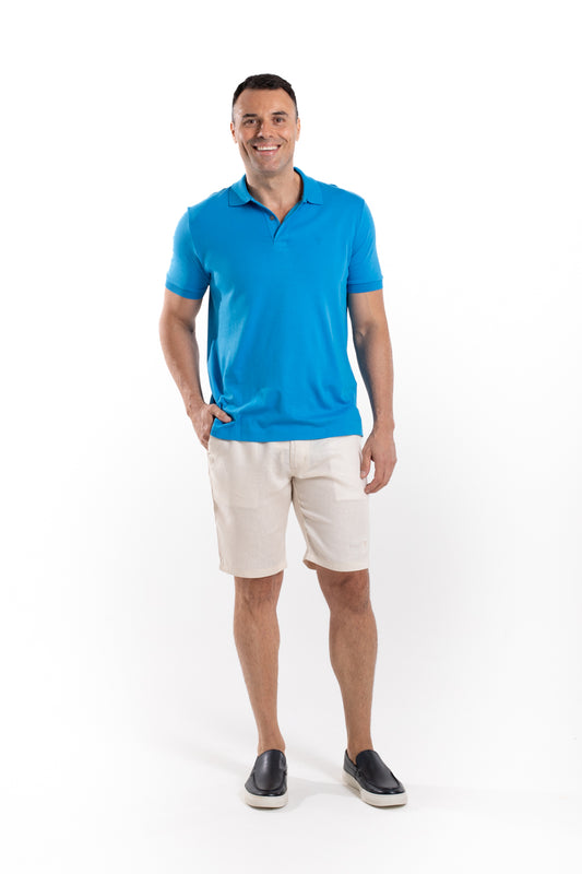 Bermuda Linho Bolso Faca Cós Elástico - Bege