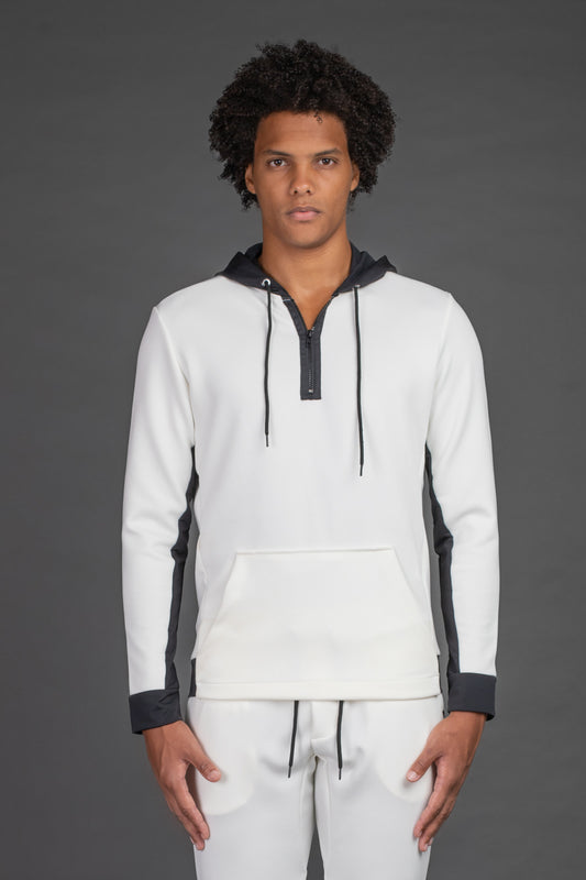 Blusão Neoprene Com Capuz - Off White