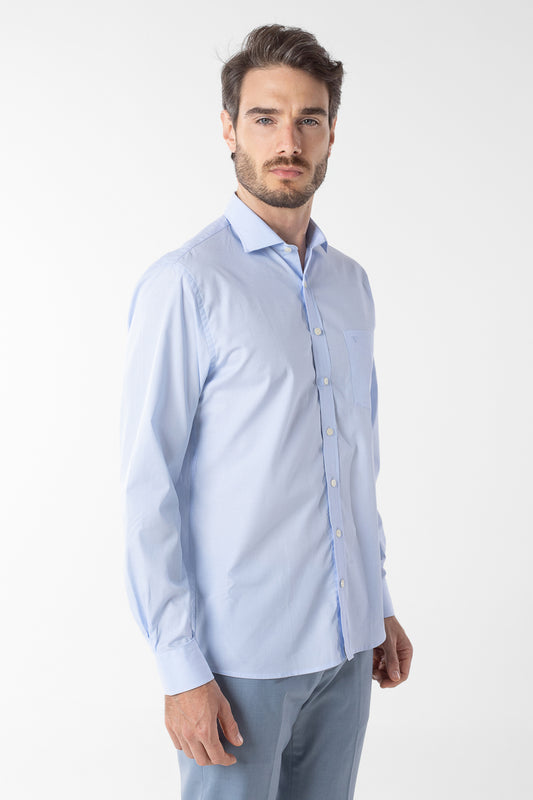 Camisa Manga Longa Lisa Premium - Azul Céu