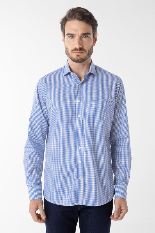 Camisa Manga Longa Xadrez Premium - Azul