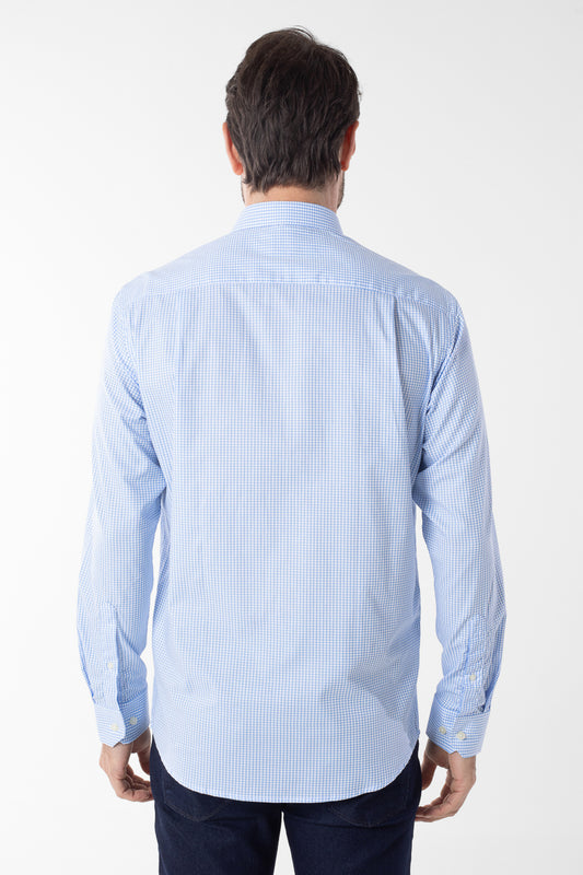 Camisa Manga Longa Xadrez Premium - Azul Claro