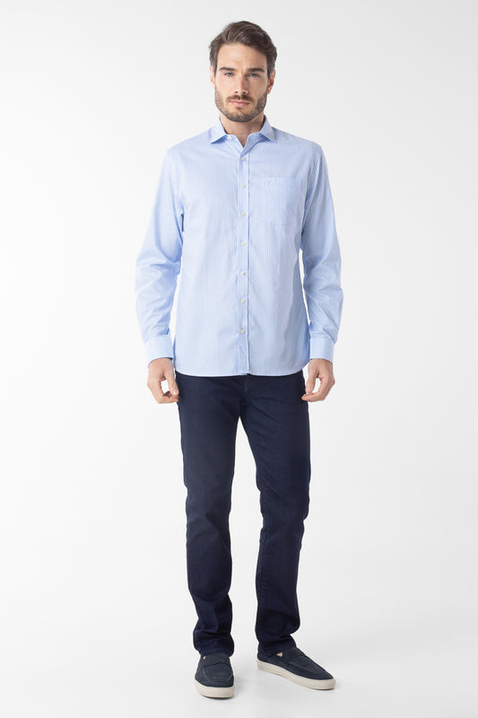 Camisa Manga Longa Xadrez Premium - Azul Claro