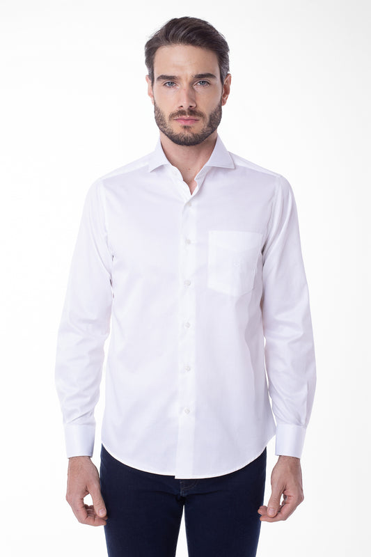Camisa Manga Longa Cetim Lisa - Branco