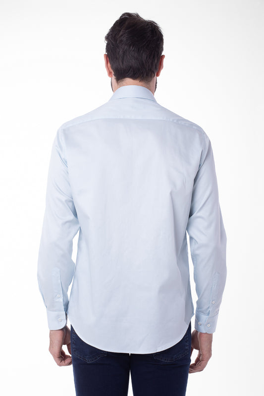 Camisa Manga Longa Cetim Lisa - Azul Bebe