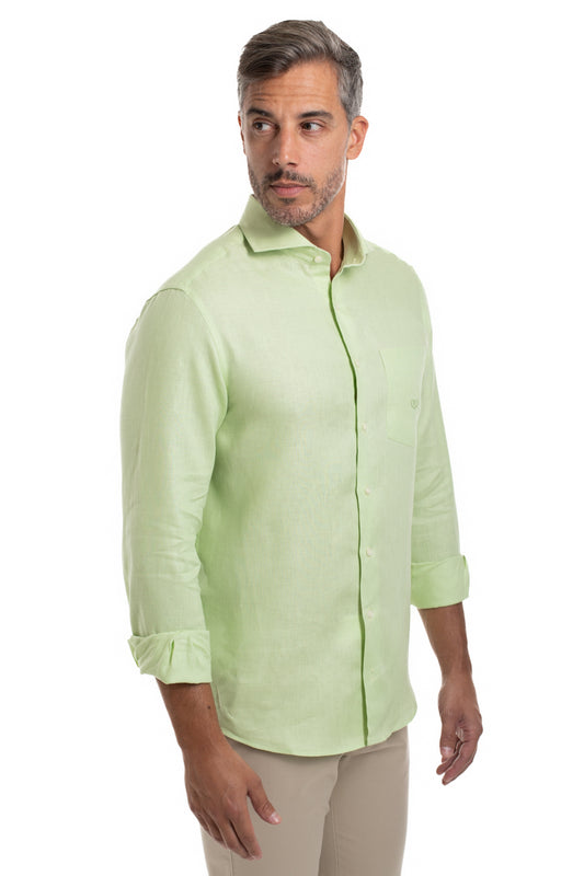 Camisa Slim Linho - Verde Limao