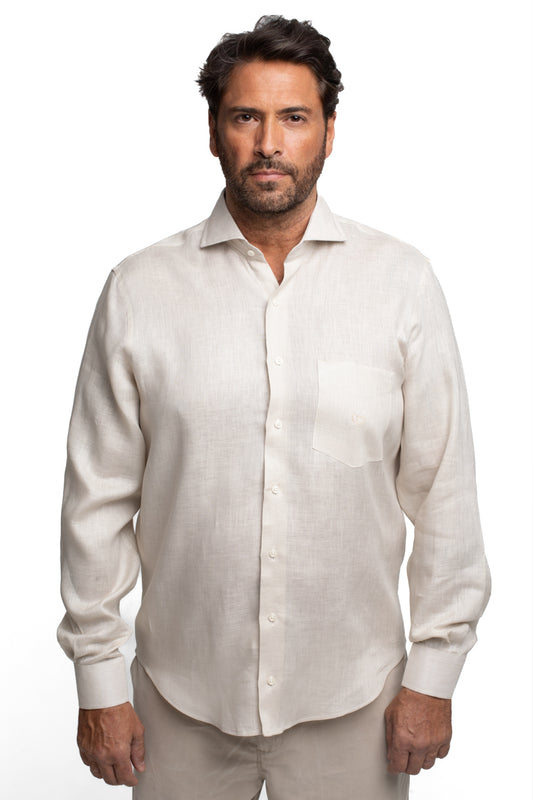 Camisa Manga Longa Linho - Bege