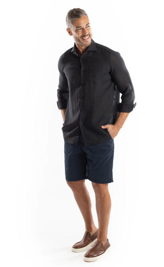 Camisa Manga Longa Linho - Marinho Noite