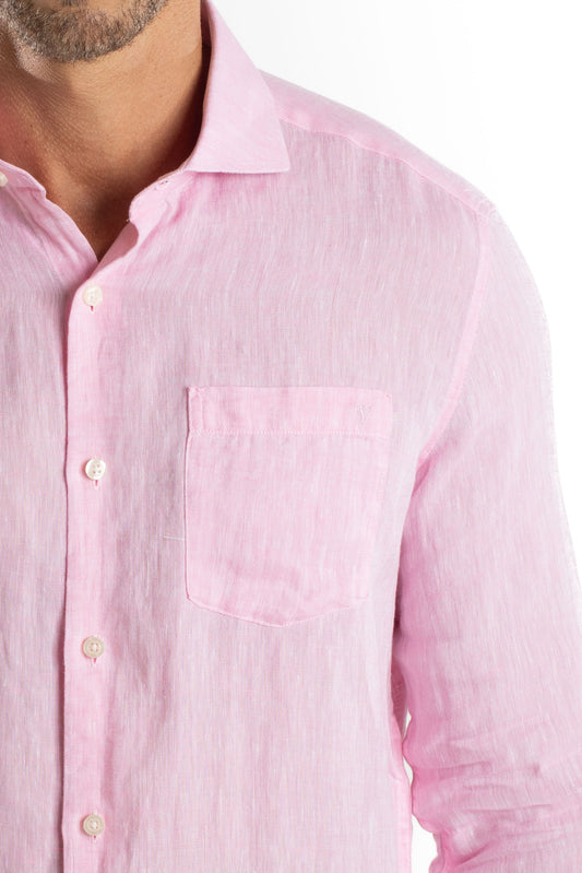 Camisa Manga Longa Linho - Rosa