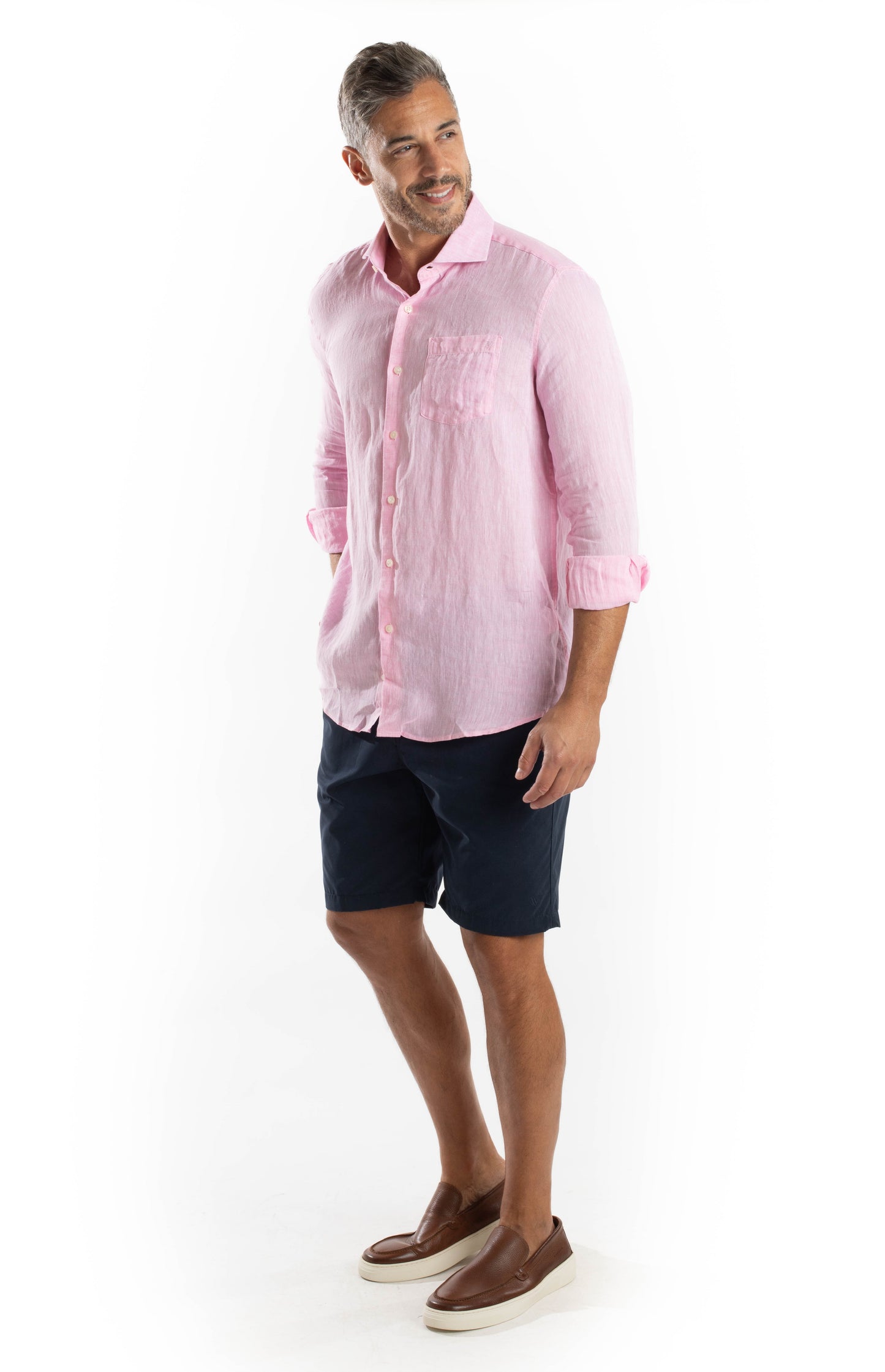 Camisa Manga Longa Linho - Rosa