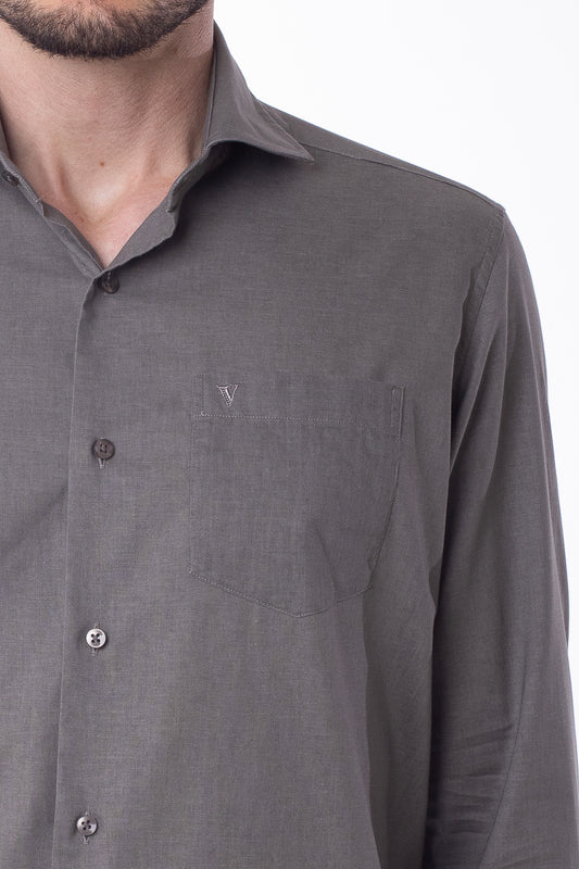 Camisa Manga Longa Linho Com Algodão - Verde Musgo