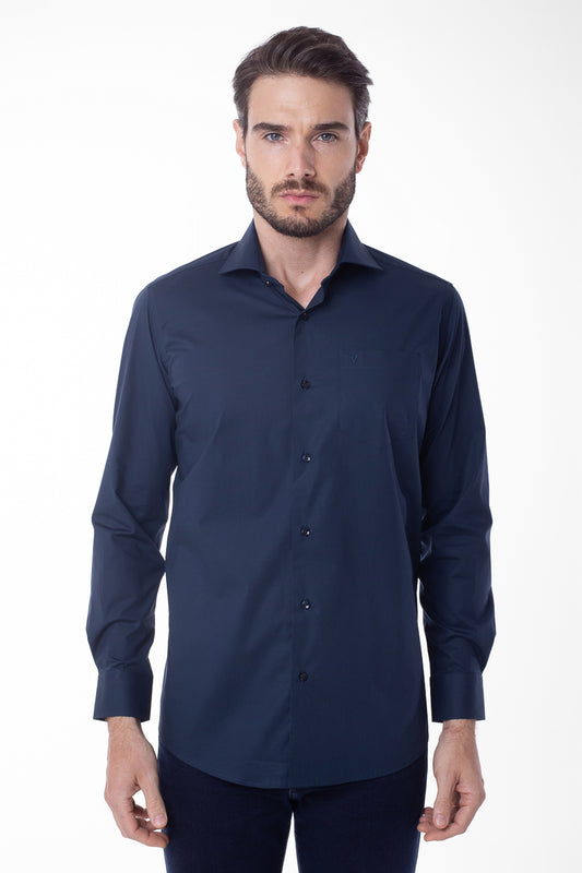 Camisa Manga Longa Lisa - Marinho