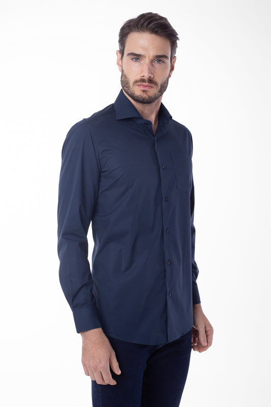 Camisa Manga Longa Lisa - Marinho