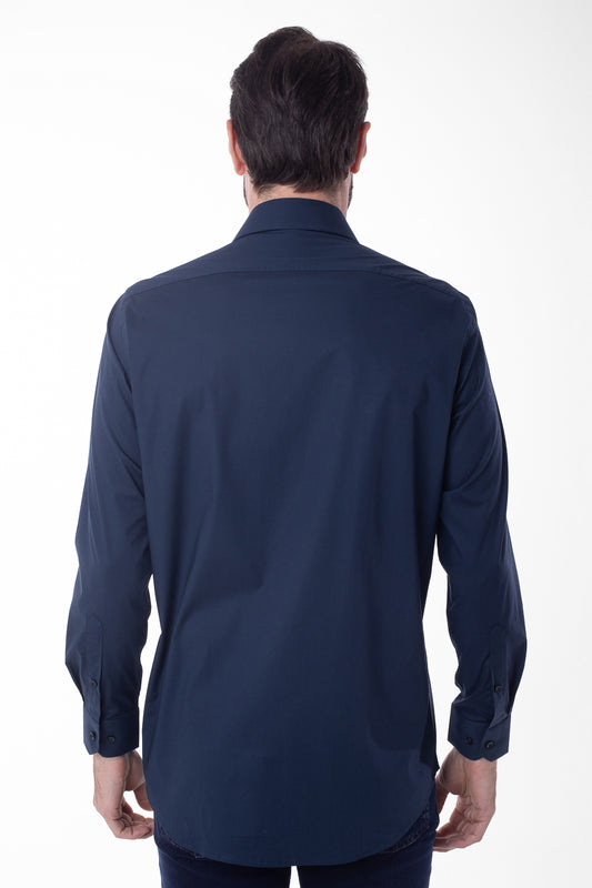 Camisa Manga Longa Lisa - Marinho