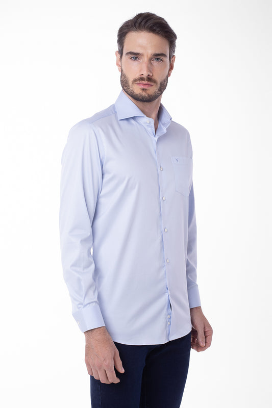 Camisa Manga Longa Lisa - Azul Ceu