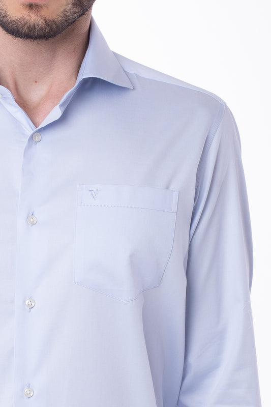 Camisa Manga Longa Lisa - Azul Ceu