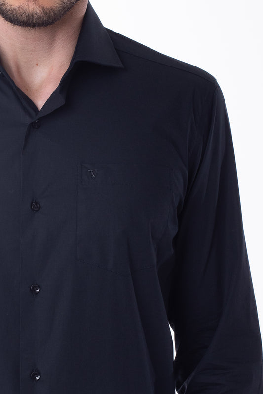 Camisa Manga Longa Lisa - Preto