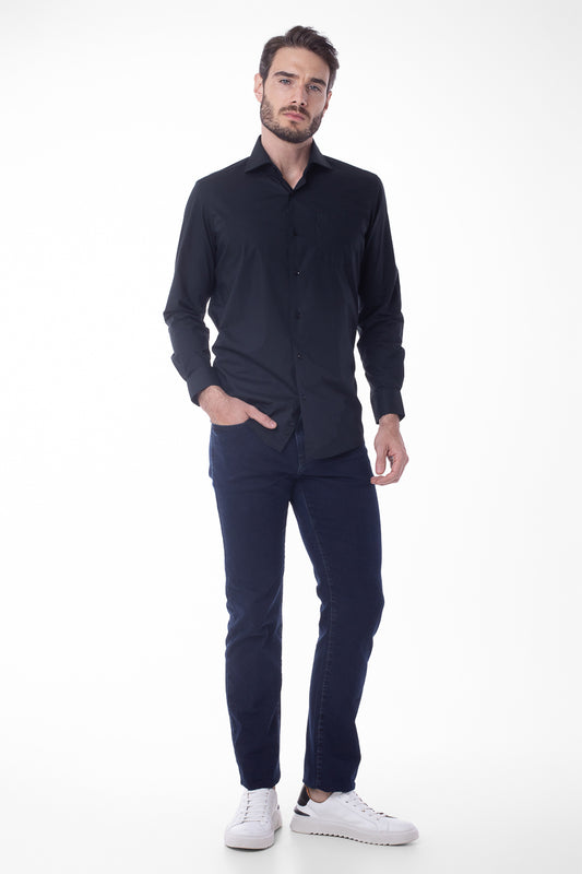 Camisa Manga Longa Lisa - Preto