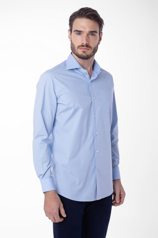 Camisa Manga Longa Lisa - Azul Claro