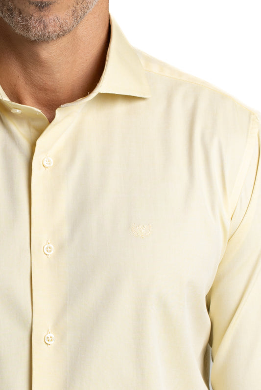 Camisa Algodão Slim Colarinho Italiano - Amarelo