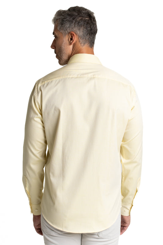 Camisa Algodão Slim Colarinho Italiano - Amarelo