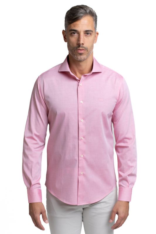 Camisa Algodão Slim Colarinho Italiano - Vermelho