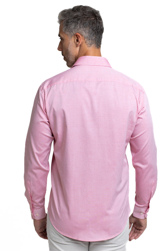Camisa Algodão Slim Colarinho Italiano - Vermelho