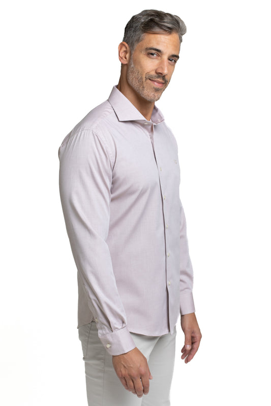 Camisa Algodão Slim Colarinho Italiano - Marrom