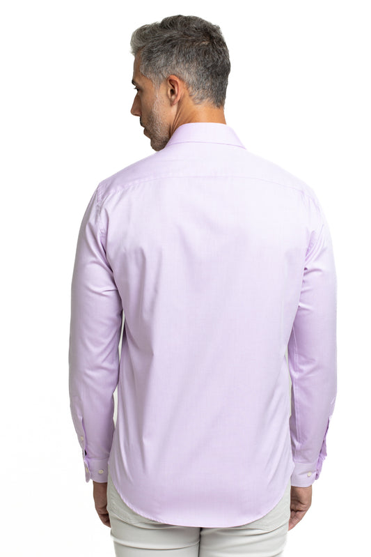 Camisa Algodão Slim Colarinho Italiano - Lilas