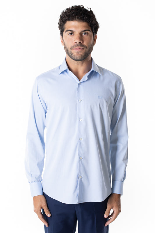 Camisa Manga Longa Slim Lisa - Azul Claro
