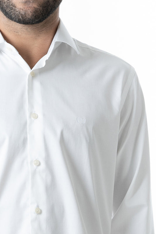Camisa Manga Longa Slim Lisa Cetim - Off White