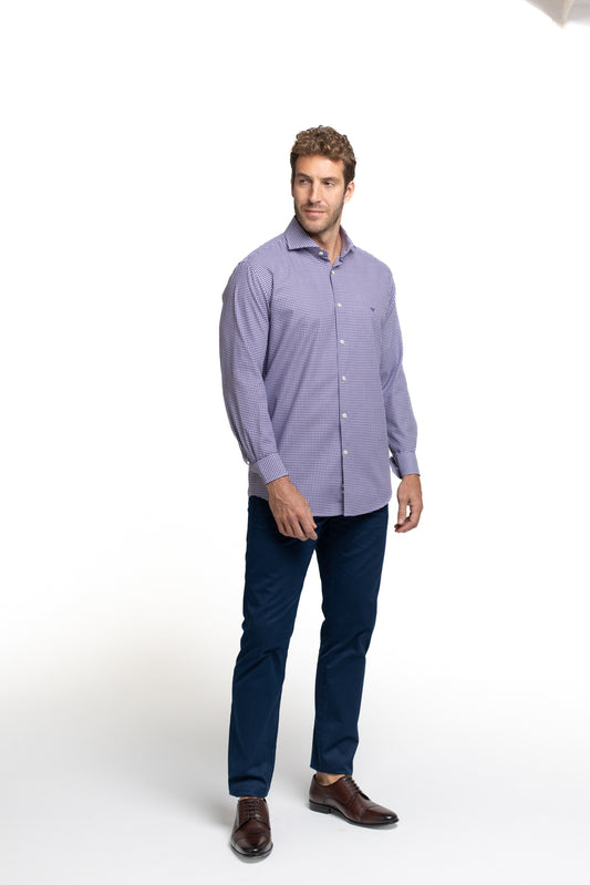 Camisa Manga Longa Slim Xadrez - Preto