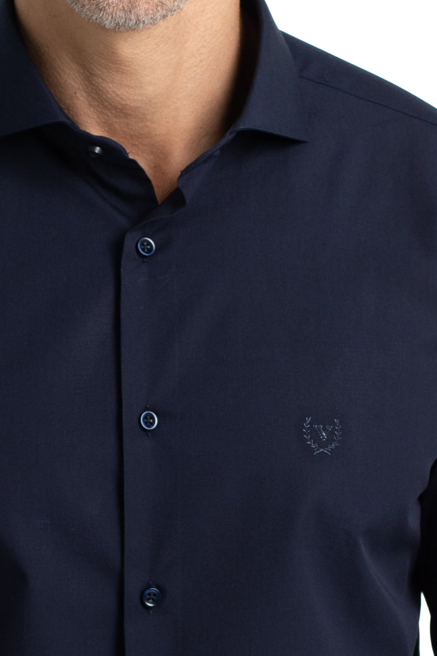 Camisa Social Colarinho Italiano Premium - Marinho Noite