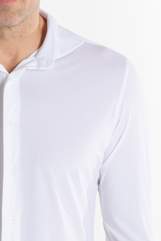 Camisa Manga Longa Slim Malha Poliamida - Branco