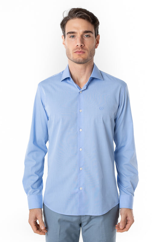 Camisa Manga Longa Slim Lisa Premium - Azul Céu