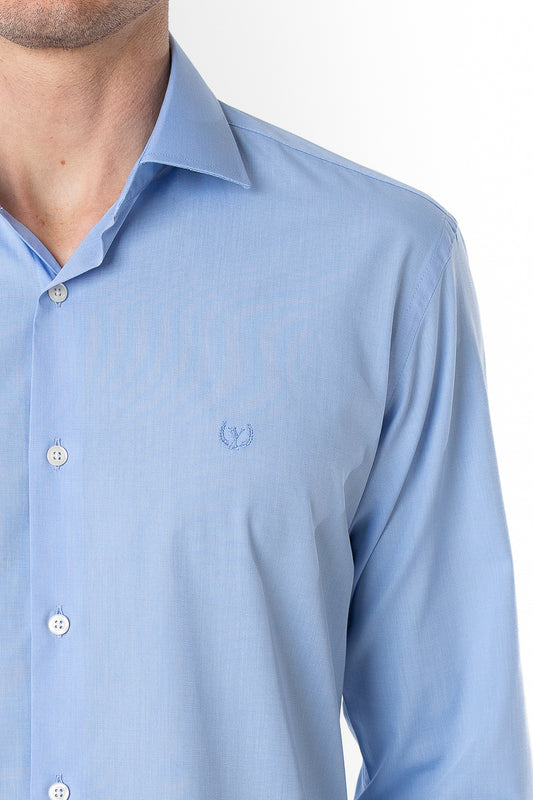Camisa Manga Longa Slim Lisa Premium - Azul Céu