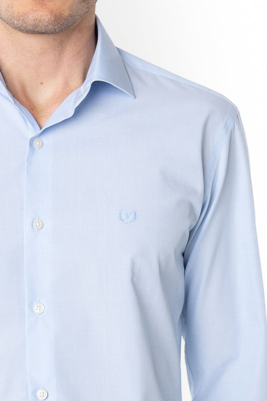 Camisa Manga Longa Slim Lisa Premium - Azul Claro