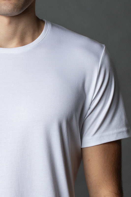 Camiseta Manga Curta Básica Slim Gola Redonda Pima - Branco