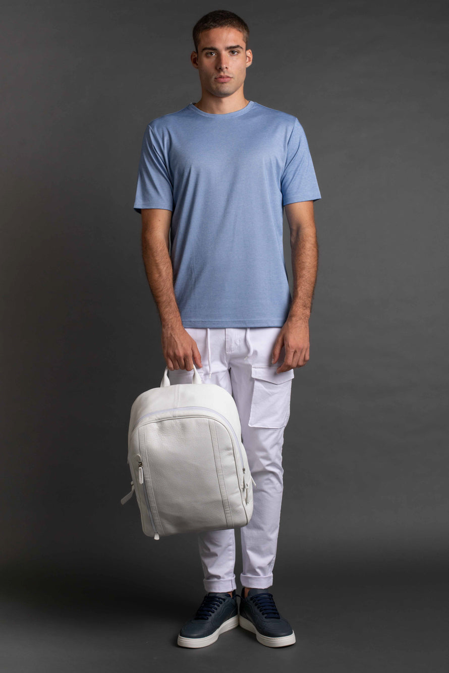 Camiseta Manga Curta Gola Redonda - Azul Claro