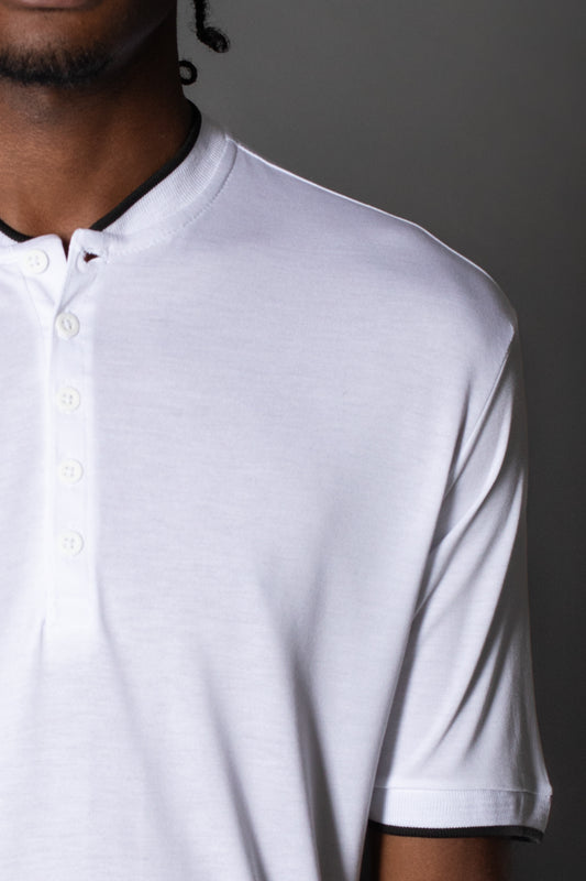 Camiseta Manga Curta Slim Gola Portuguesa Retilínea - Branco