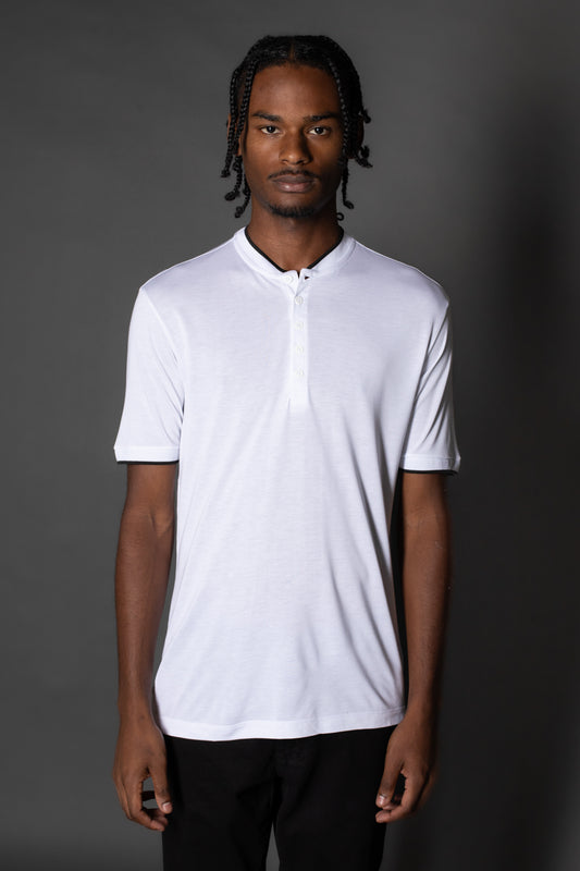 Camiseta Manga Curta Slim Gola Portuguesa Retilínea - Branco