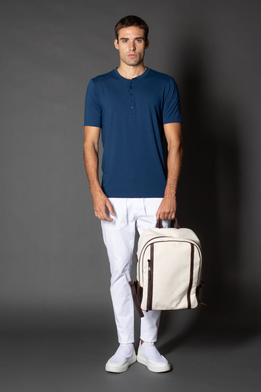 Camiseta Manga Curta Gola Portuguesa - Azul Medio