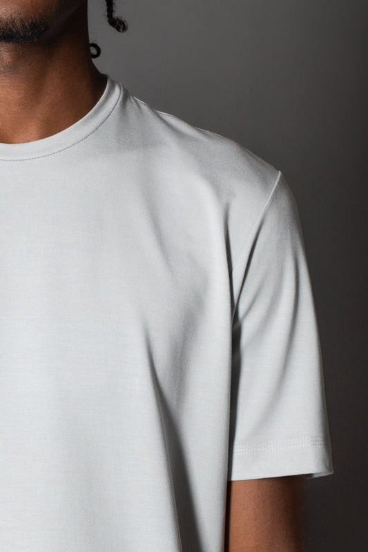 Camiseta Manga Curta Slim Gola Redonda Modal - Cinza Claro